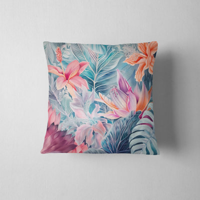 Pastel Jungle Floral Reversible Pillow Cover