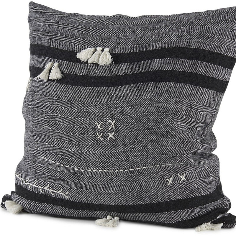 Housse de coussin décoratif gris foncé