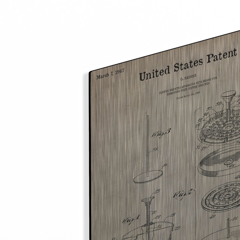«Coffee Brewer Blueprint Brevet Parchment» par Luxe Metal Portfolio, H 24 po x l 16 po