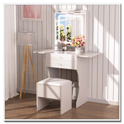 Small Space Makeup Vanity with Stool