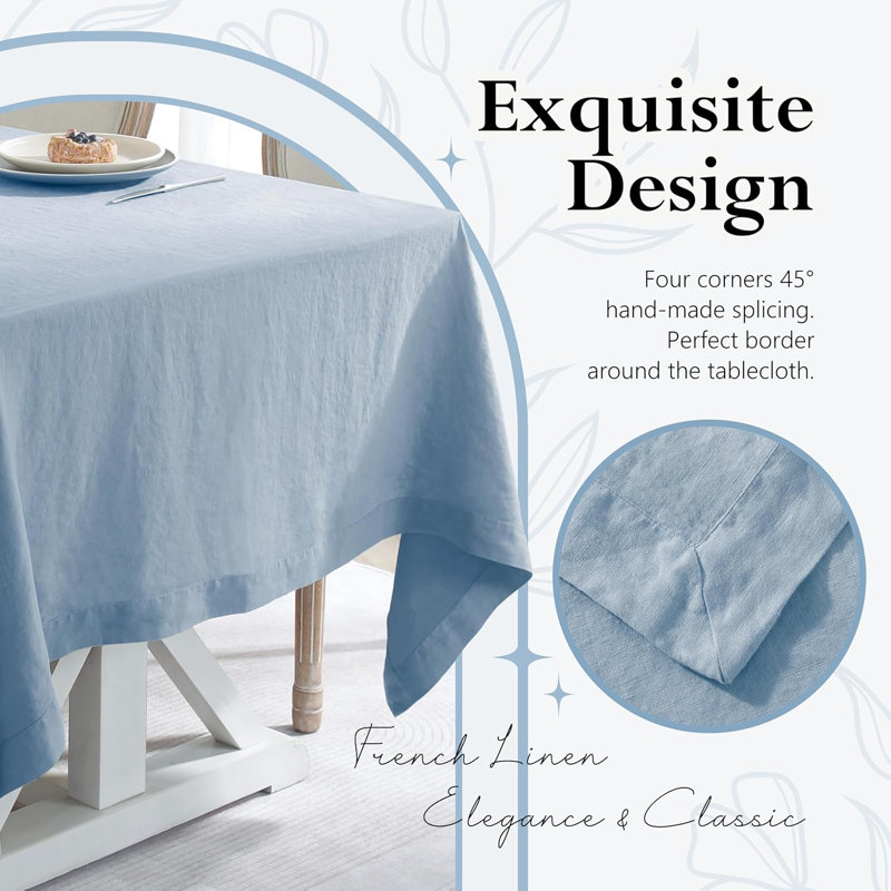 Nappe 100% lin français, Bleu, L 60 po x L 90 po