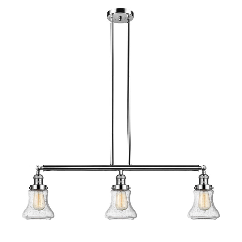 Luminaire suspendu linéaire à 3 lumières pour îlot de cuisine, Grainé, Nickel poli, DEL