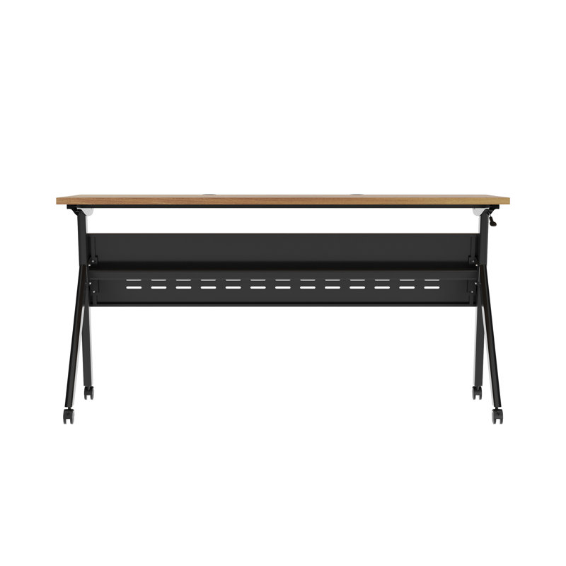 Commercial Nesting Flip Training Table With Steel Frame And Y-Legs, Brown, Black