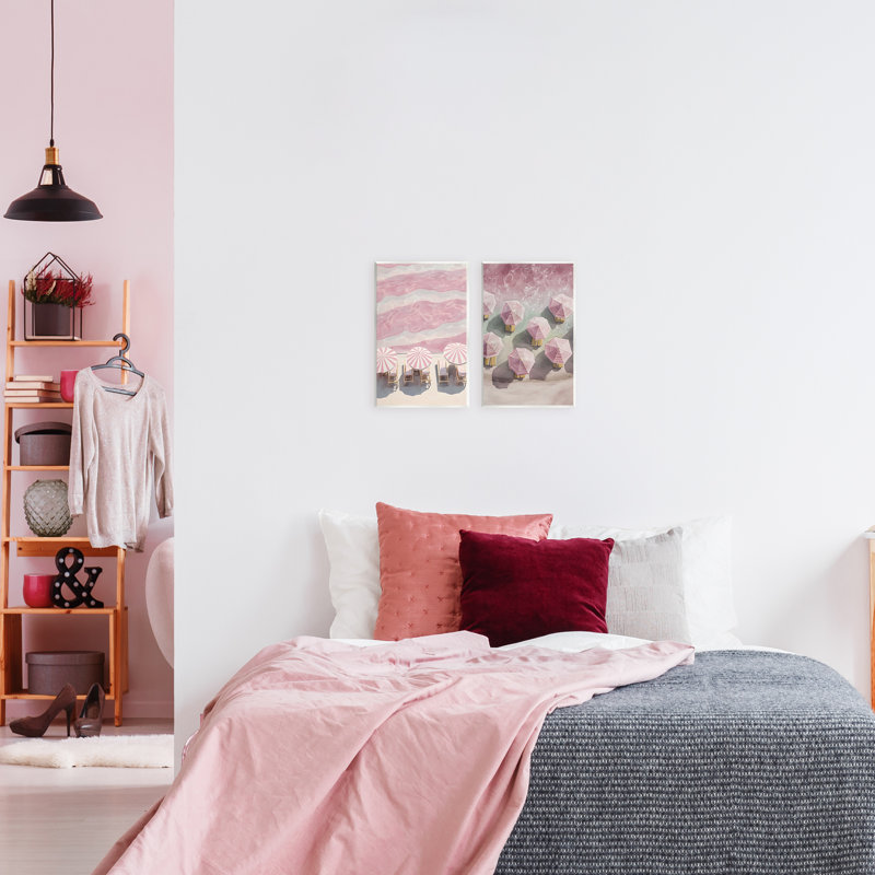 Ensemble de 2 plaques murales roses sur la plage, par Annabelle Hall, H 15 po x l 10 po