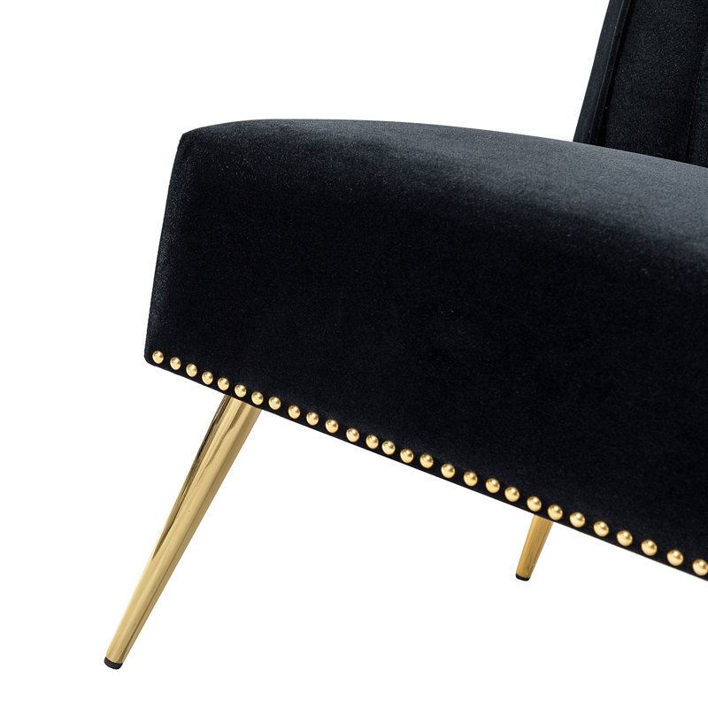 Causeuse sans accoudoirs de 46 po Penitas, Velours noir