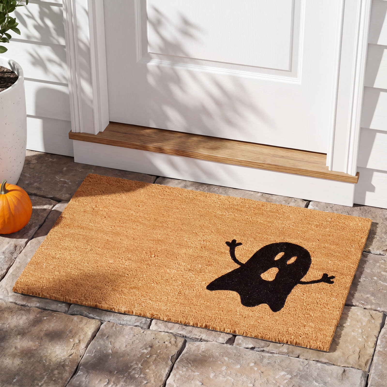 Daphine Non-Slip Outdoor Doormat, Orange/Black, Rectangle 1'5" x 2'5"