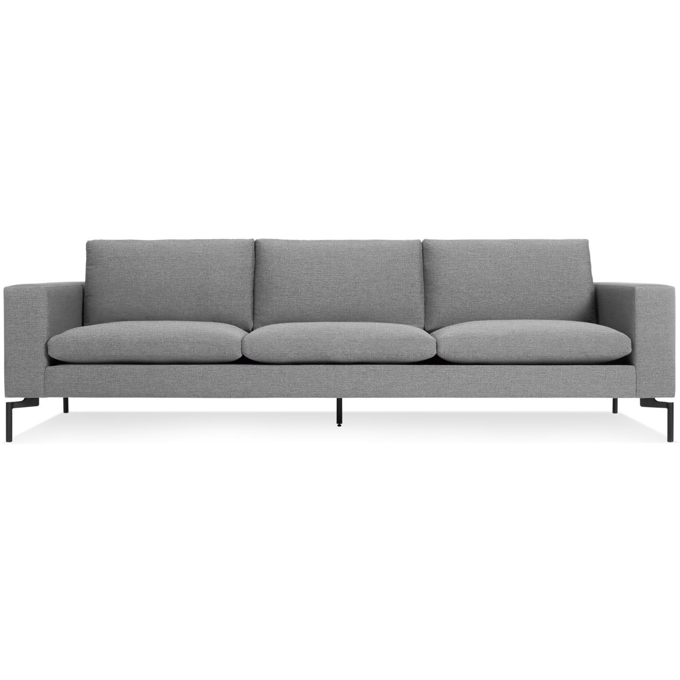 New Standard Upholstered Sofa, Black, 32" H x 104" W x 35" D, Spitzer Gray 100% Polyester