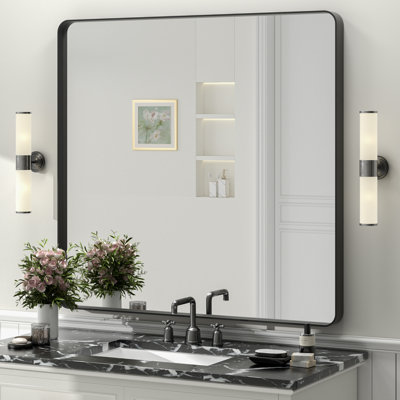 Miroir de salle de bain mural en verre trempé et métal Molly