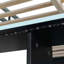Lit mezzanine double en bois avec bureau, tablettes multiples et lumière RVB, table réglable, bleu nuage-1778205922