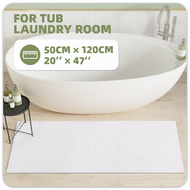 Tapis pour salle de bain Idalee, Blanc, L 20 po x L 47 po