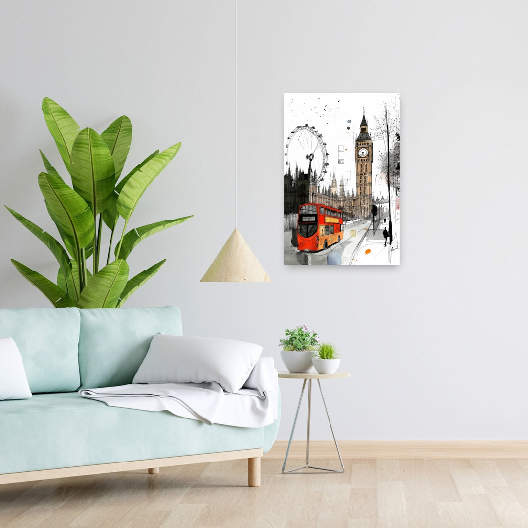 Big Ben London Bus Abstract Contemporary Architecture City Wall Art Print