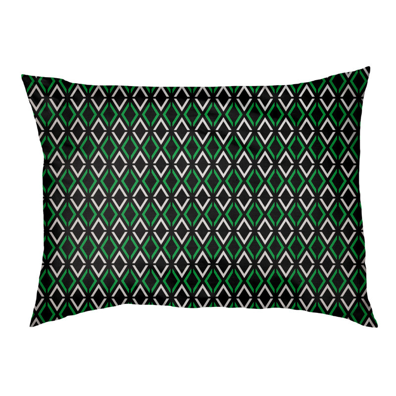 Coussin Byrge, Très grand (l 52 po x P 42 po x H 17 po), Noir / Vert / Blanc