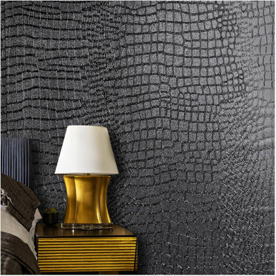 Papier peint auto-adhésif texturé auto-adhésif noir pour les armoires et les chambres à coucher, 15,7 po x 393,7 po