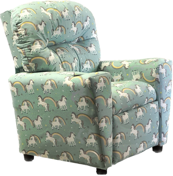 Seville Kids 13'' Recliner and Ottoman, Blue/Gray/White/Yellow, Animal 2
