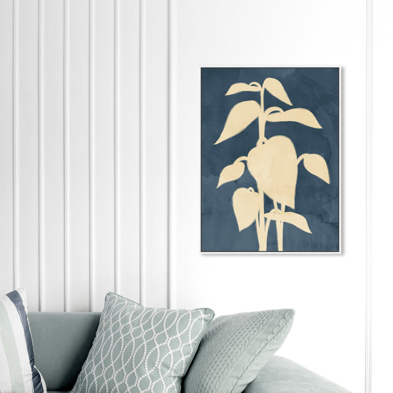 Floral and Botanical Sprout Leaf - reproduction d'art sur toile, H 16 po x l 12 po x P 1,5 po, Cadre blanc