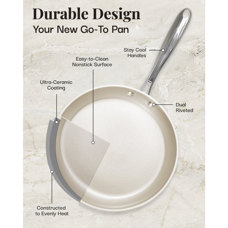 Gotham Steel 10" Cream Ceramic Nonstick Fry Pan