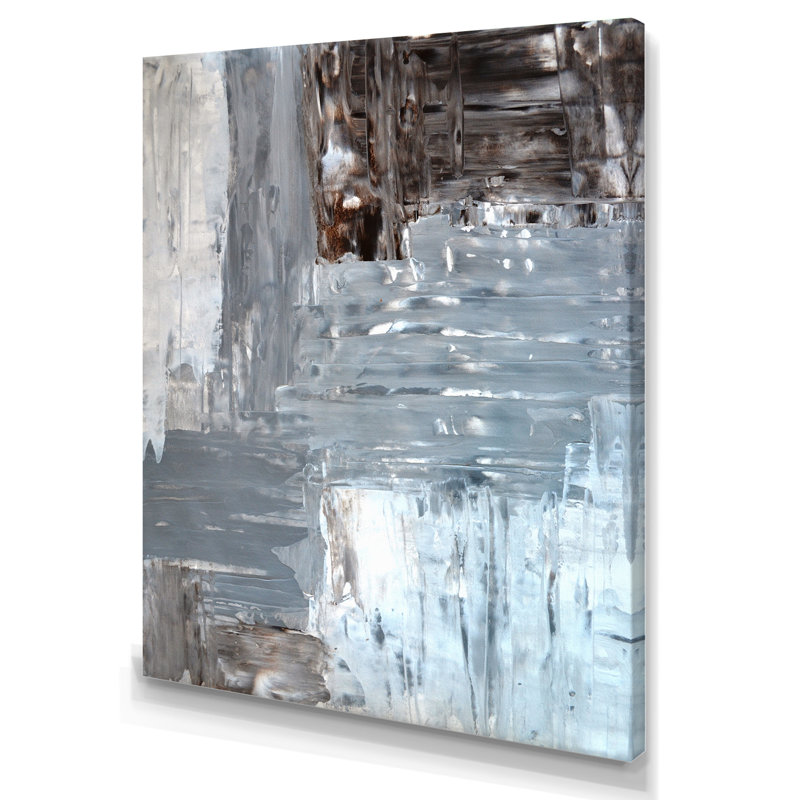 Champs de couleurs dans les tons de gris et de brun - Peinture sur toile, H 12 po x l 8 po x P 1 po, Toile tendue