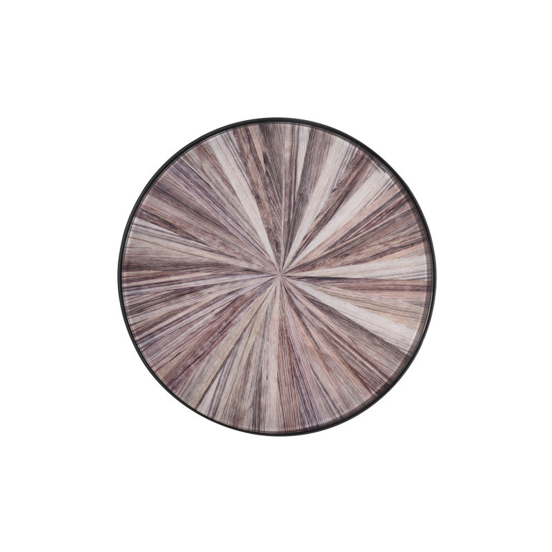 Burdett Mid-Century 19 In. Round Maroon End Table With Tempered Glass Top