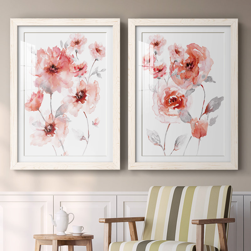Reproduction encadrée translucide rosé I-Premium - prête à être accrochée, Blanc, H 27,5 po x l 75 po x P 1,5 po