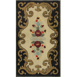 Antique 19th Century American Folk Art Floral Pattern Hooked Rug