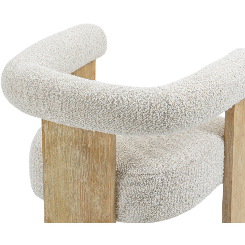 Chaise à accoudoir, Tissu crème bouclé, Naturel