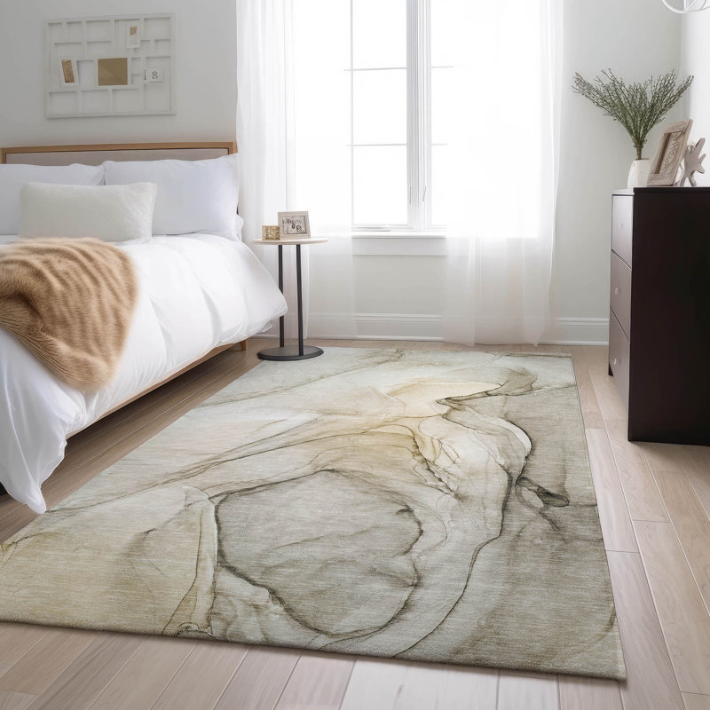 Premium Machine Washable Cerrito AMF502 Beige Rug, Rectangle 8' x 10'