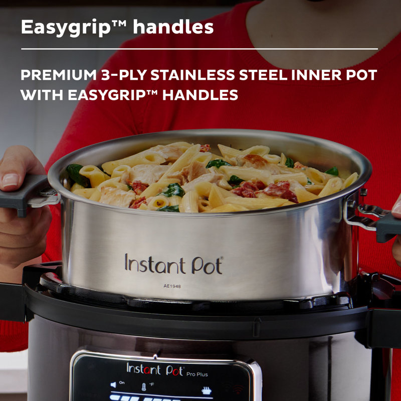 Black Stainless Steel 6-Quart Smart Pressure Cooker with Timer