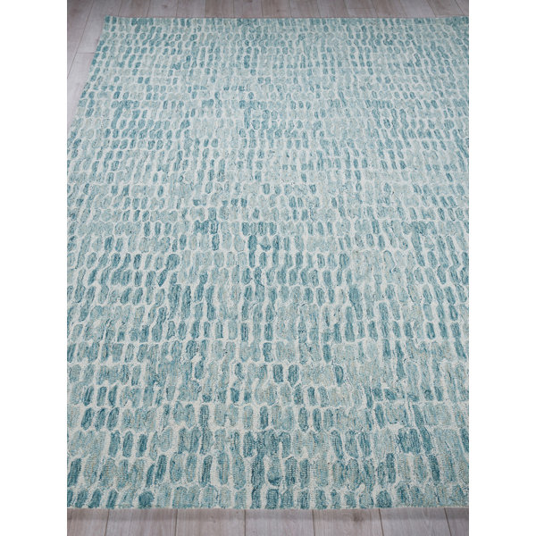 Exquisite Rugs Ink Blot Hand Tufted Wool Abstract Area Rug in Turquoise ...
