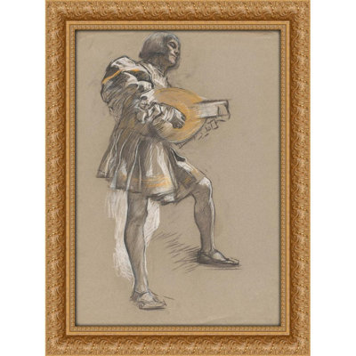 Figurine avec mandoline en costume médiéval