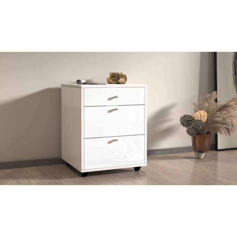 Sbordone 3 -Drawer Storage Cabinet, White