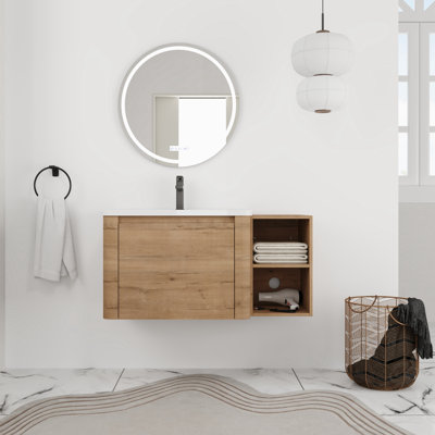 40'' Single Bathroom Floating Vanity With Ceramic Top