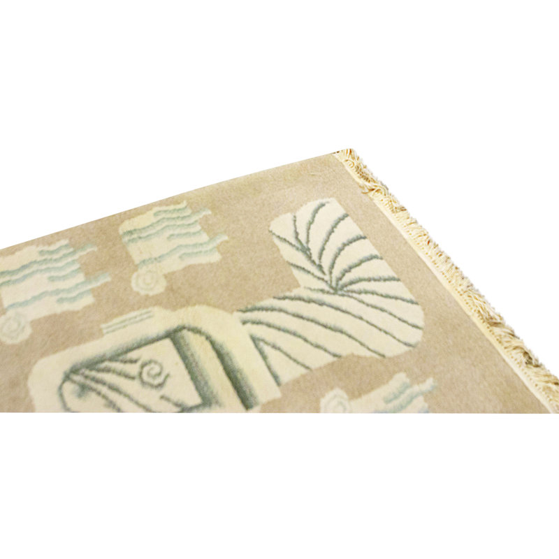 Hand Knotted Wool Area Rug in Beige