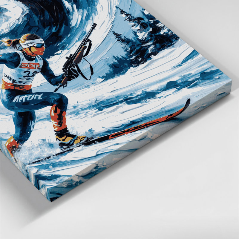 Sports, biathlon gris, art mural sur toile, H 8 po x l 10 po