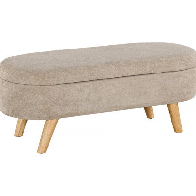 43.3" Living Room Bench - Fleece Upholstered In Beige Hidden Storage & Construction With Compartment, And Stable Base