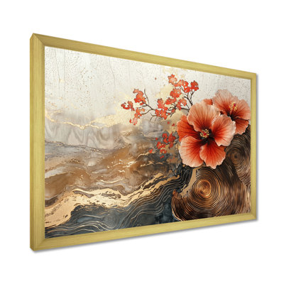 Imray Hibiscus Flowers Field On A Wooden Horizon I - Hibiscus Wall Art
