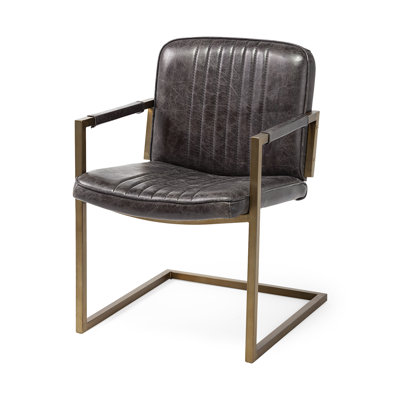 Chaise de salle à manger rembourrée en cuir véritable cantilever Ariana