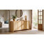 Buffet en rotin de 170 cm de large avec rangement, style bohème, à 4 portes, grand buffet-crédence pour salon, cuisine et entrée.-326327504