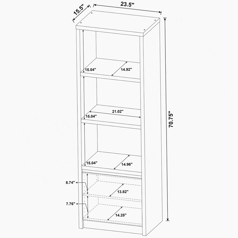 3-Shelf Bookcase With Bottom Cabinet