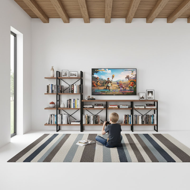 Meuble audio-vidéo à tablettes ouvertes pour téléviseur de 70 po ou moins, Noyer antique