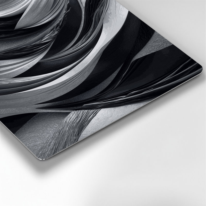 Abstrait paysage 77, art mural gris en métal, H 11 po x l 14 po