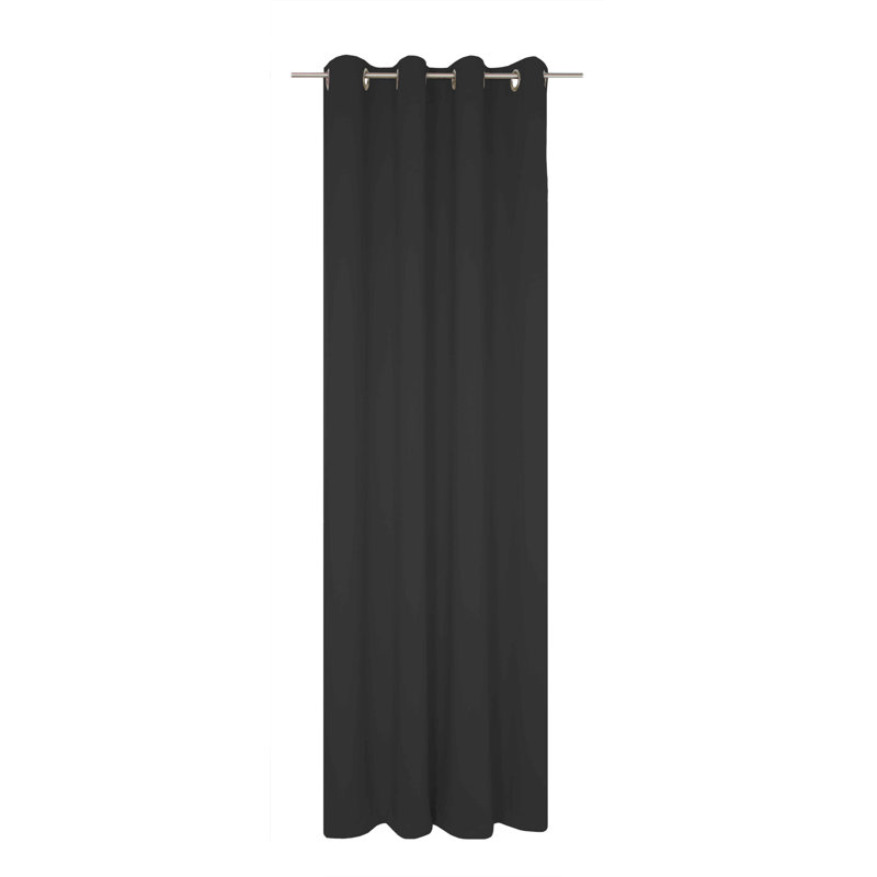 Polyester Blackout Grommet / Eyelet Curtain Panel, 142cm Width x 305cm Drop, Black