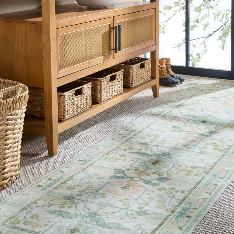 Tapis floral lavable à la machine MSRW 181 Performance, Tapis de couloir 2 pi 6 po x 8 pi