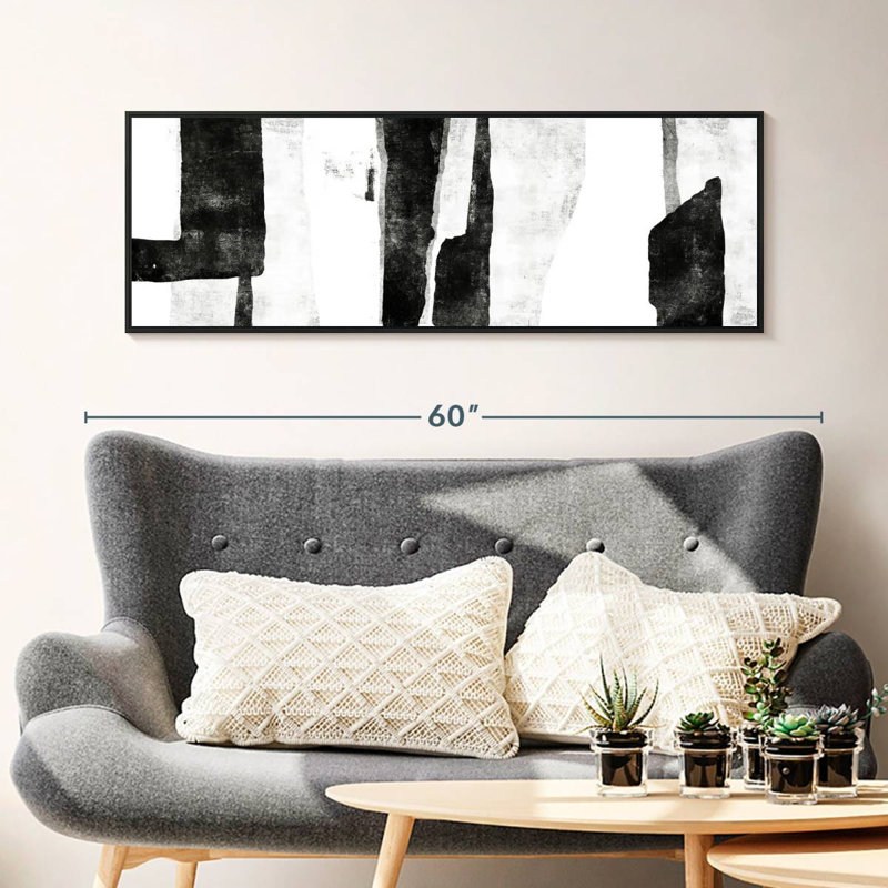 White To Black Wildman II, 46" X 16", Floating Frame Black