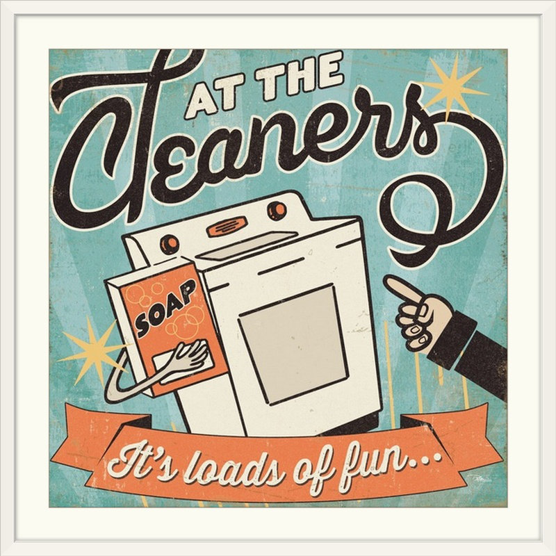 «The Cleaners II», affiche vintage, Cadre blanc, H 32 po x l 32 po x P 1 po