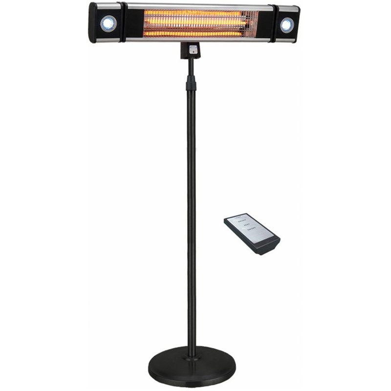 Black Adjustable Electric Outdoor Heater with LED and Remote