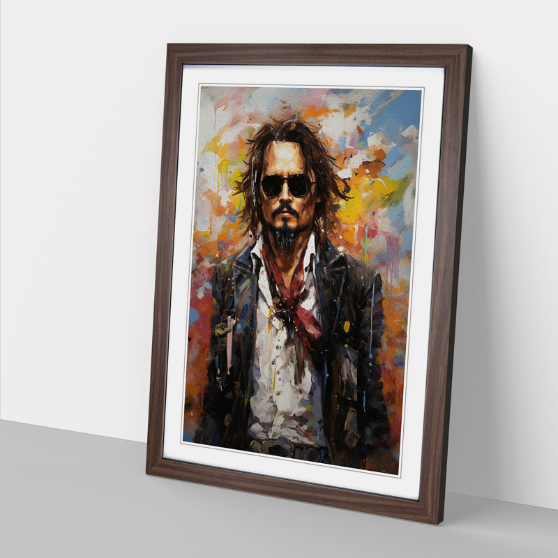 Johnny Depp Neo-Plasticism - Single Picture Frame Print on Wood, Walnut, 46cm H x 34cm W x 2cm D
