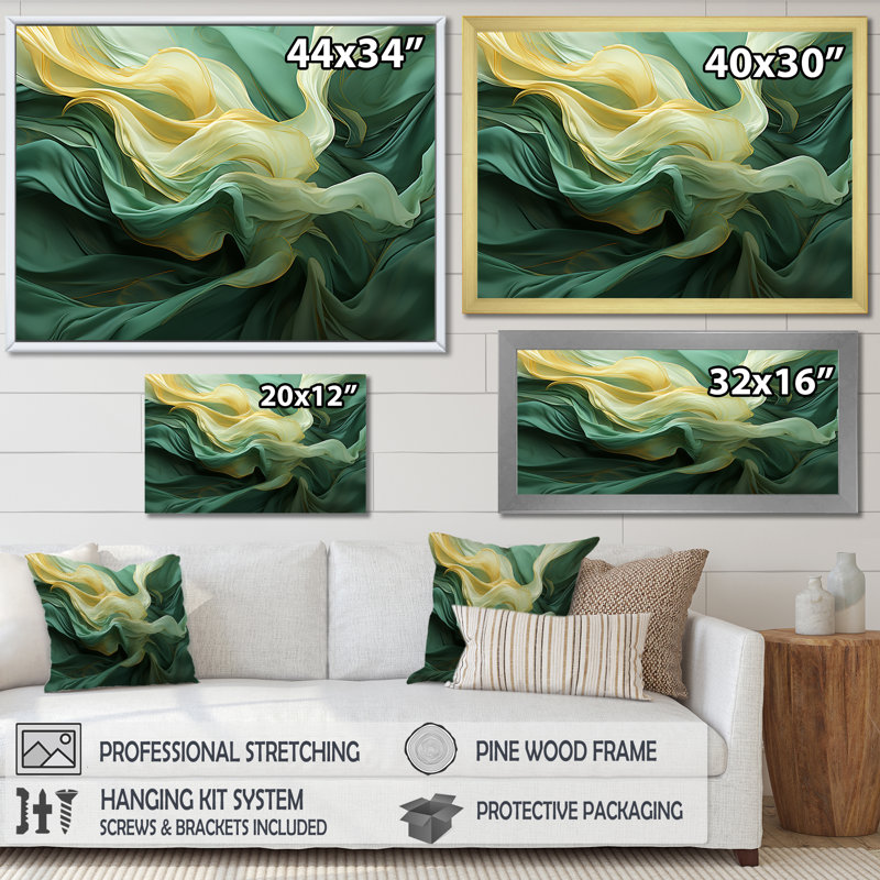 «Green and Yellow Harmonious Chaos I - Abstract Collages», reproduction d'art sur toile, Toile tendue