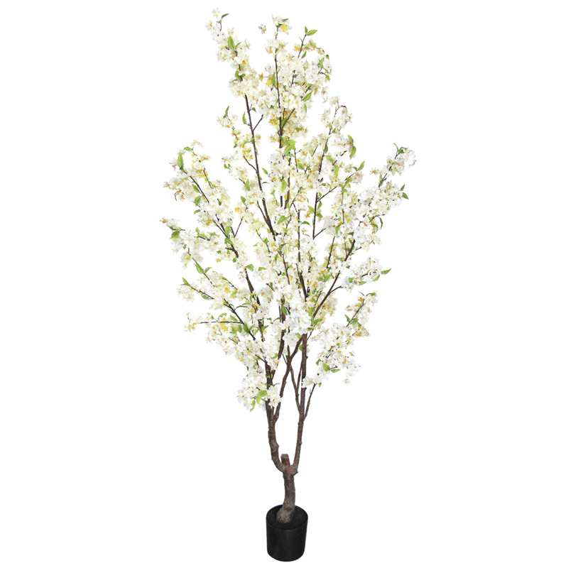 Cerisier artificiel en pot, Crème/blanc, H 78 po x l 36 po x P 36 po