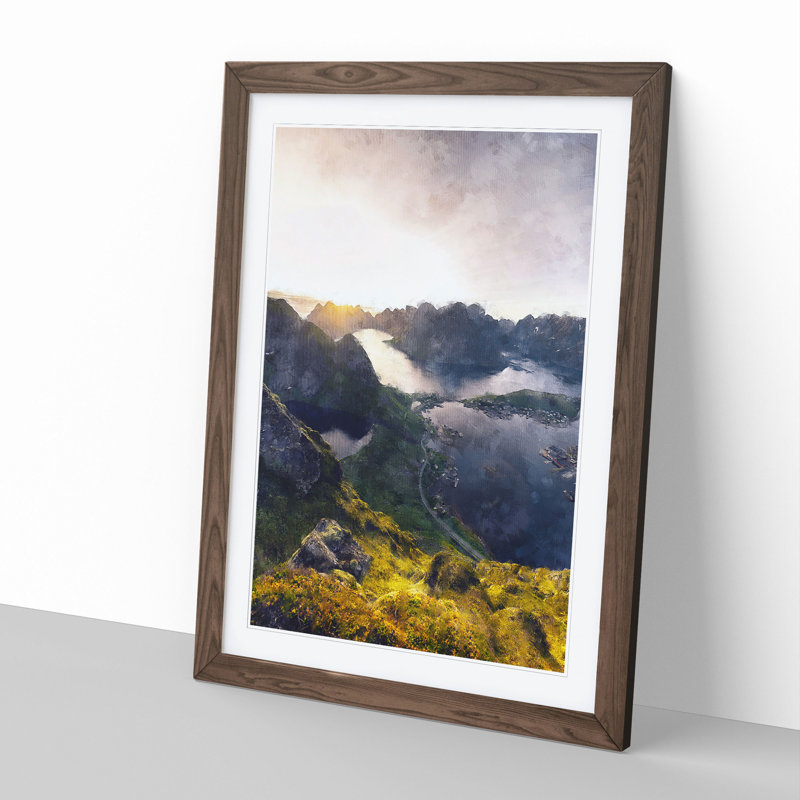 The Beauty of Norway - Picture Frame Painting, 36cm H x 27cm W x 2cm D, Walnut Framed