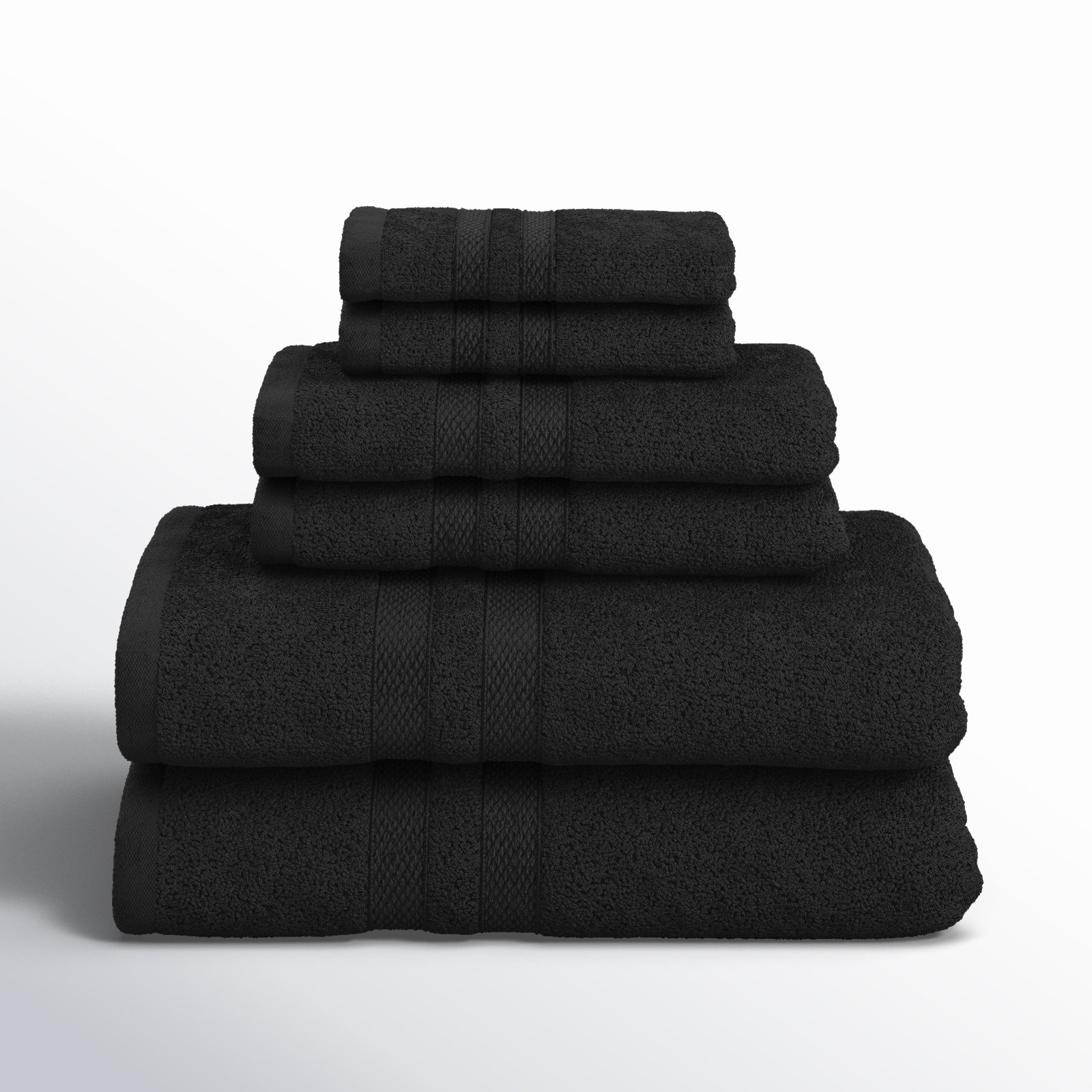 6-Piece Cotton Towel Set, Black